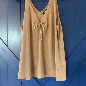 Paige “Issey” V-Neck Tie Front Tank Top - gold, size Large